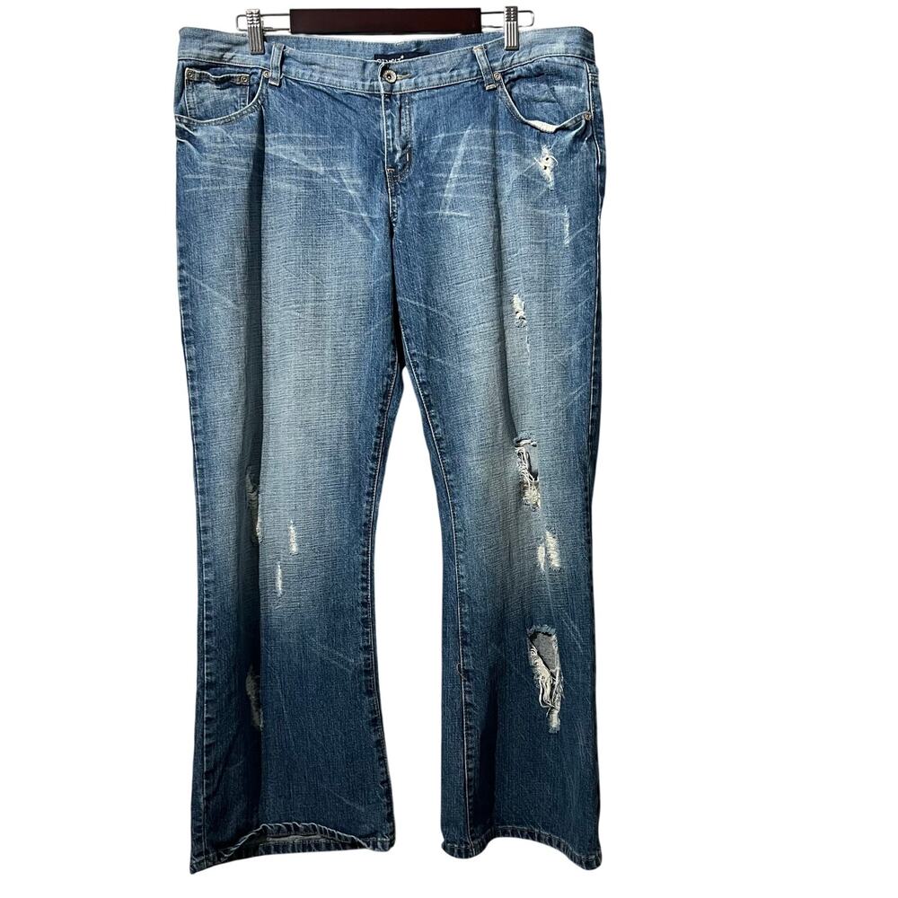 Revolt Jeans Women's Plus Size 19 Blue Wide Leg Y2K Vintage Distressed Denim